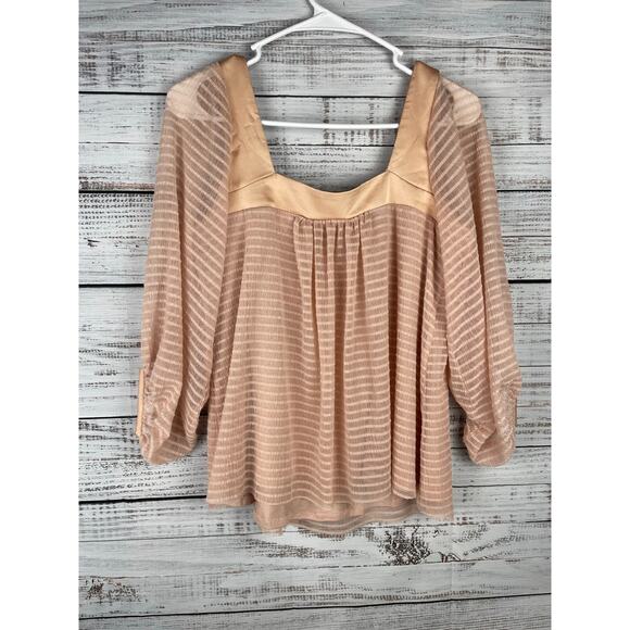 Anthropologie Meadow Rue Allyson Square Neck Top Boho Pink XS Fairy Feminine - Picture 9 of 9